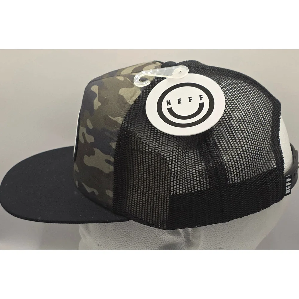 Neff Trucker Hat Camo Snapback Cap Mesh Flat Brim‎ Forever Fun Skate Snowboard